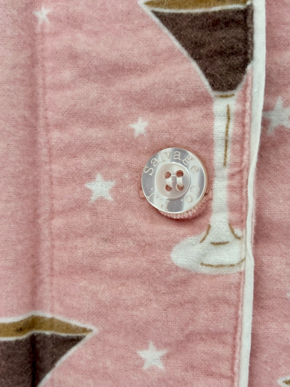 PJ Salvage Espresso Martini Print Flannel Pajama Set Pink Cotton Small - Picture 7 of 11